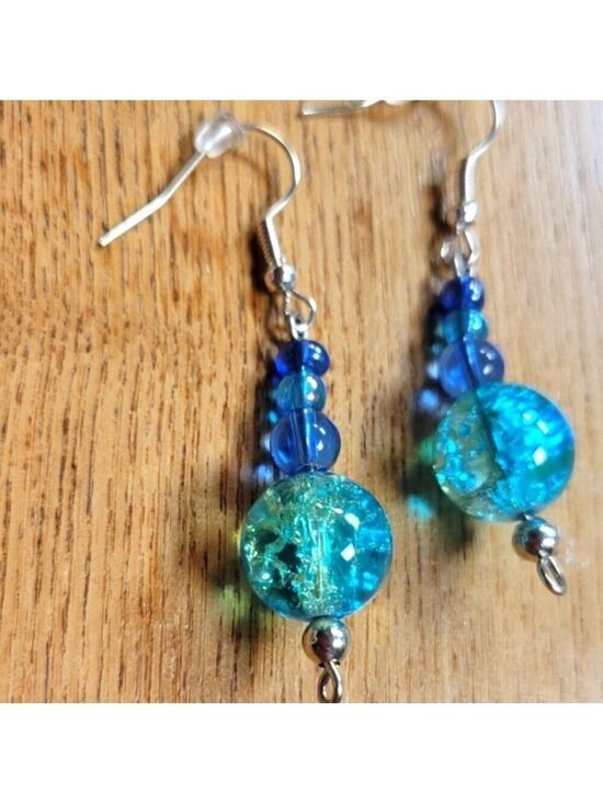 Hand Crafted Jewelry - Glass Bead Drop Hook Earrings Handmade